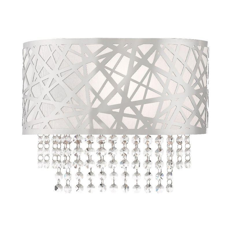 Polished Chrome Laser-Cut 1-Light Wall Sconce with Crystals