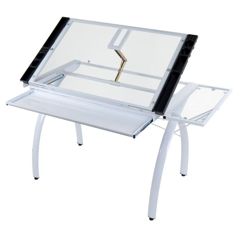 Courson Glass Top Metal Base Drafting Table