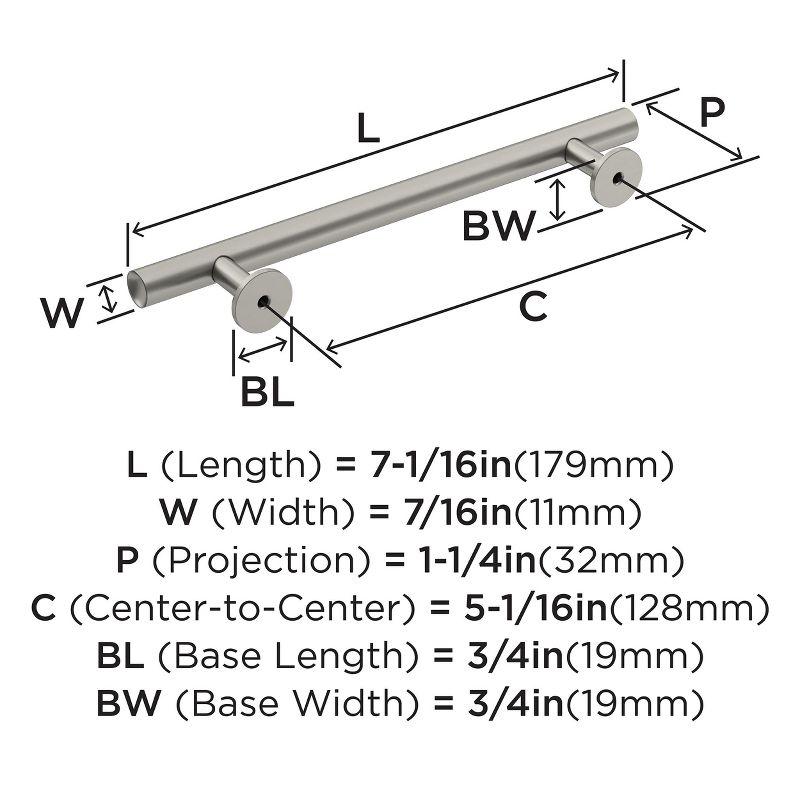 Amerock Radius 5-1/16 inch (128mm) Center-to-Center Satin Nickel Cabinet Pull