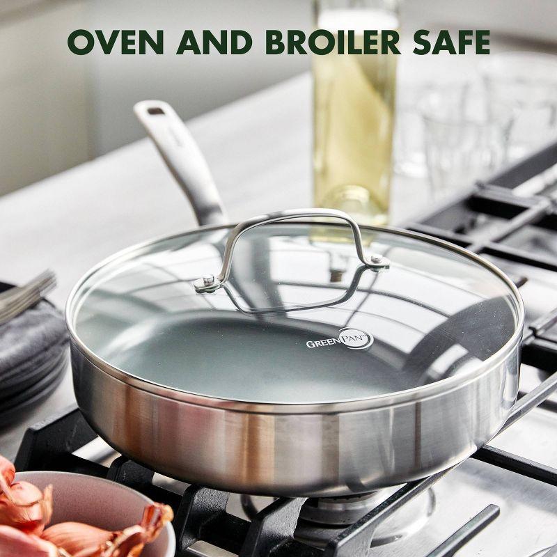 GreenPan Chatham 3.75qt Tri-Ply Stainless Steel Healthy Ceramic Nonstick Saute Pan Jumbo Cooker