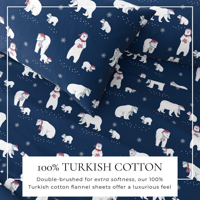 100% Turkish Cotton Holiday Printed Flannel Sheet Set