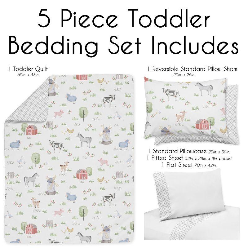 Farm Animals 5 Piece Toddler Bedding Set (Set of 5)