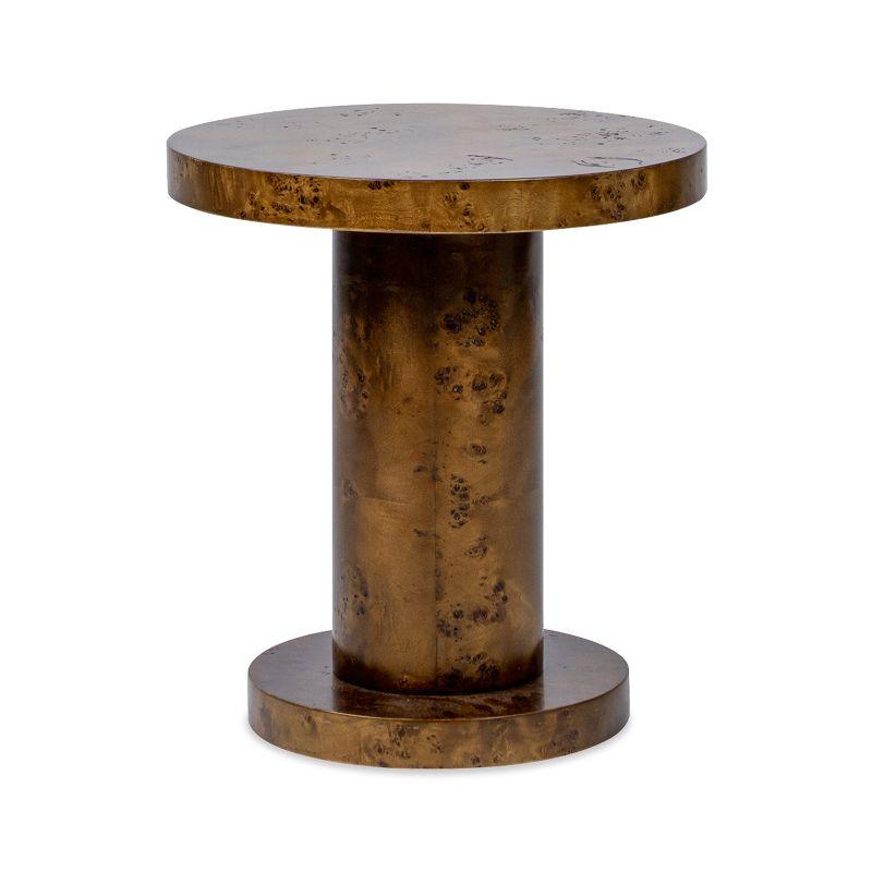 Jennifer Taylor Home Bolin 18" Round Pillar Burl Accent Side Table, Walnut Brown Burl Wood