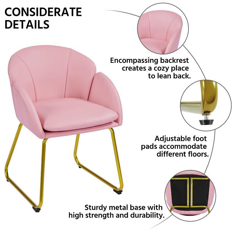 Yaheetech Velvet Armchair Accent Chair with Metal Legs for Living Room/Bedroom, Simple Pink