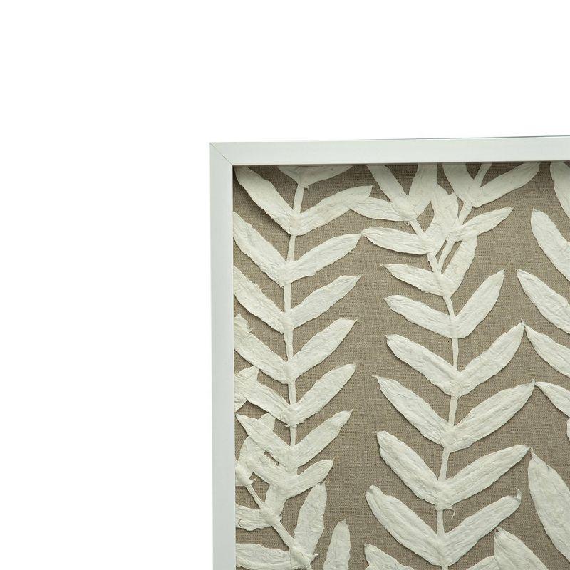 Set of 2 Estella Paper Shadow Box Wall Decors White - A&B Home: Transitional Style, Botanical Art, MDF Frame