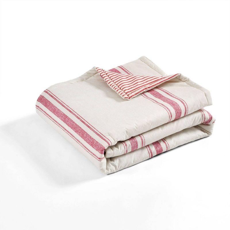 Red and White Cotton Reversible Toddler Throw Blanket