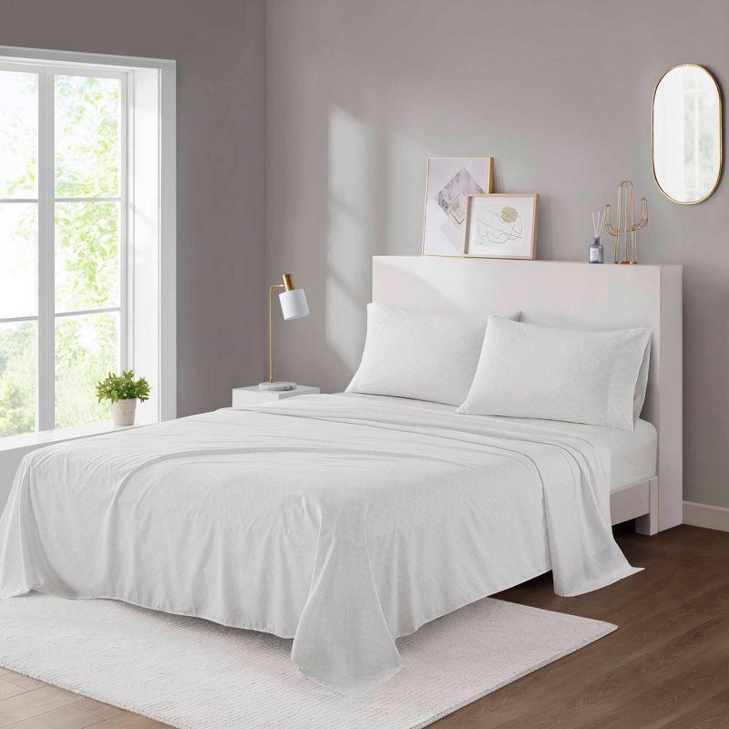 Intelligent Design Queen Print Microfiber All Season Soft Wrinkle Free Sheet Set Beige: Machine Washable, Elastic Fitted Sheet, OEKO-TEX Certified