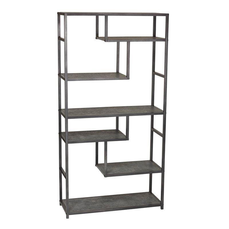 Slate Gray 65" Industrial Metal and Laminate Bookshelf