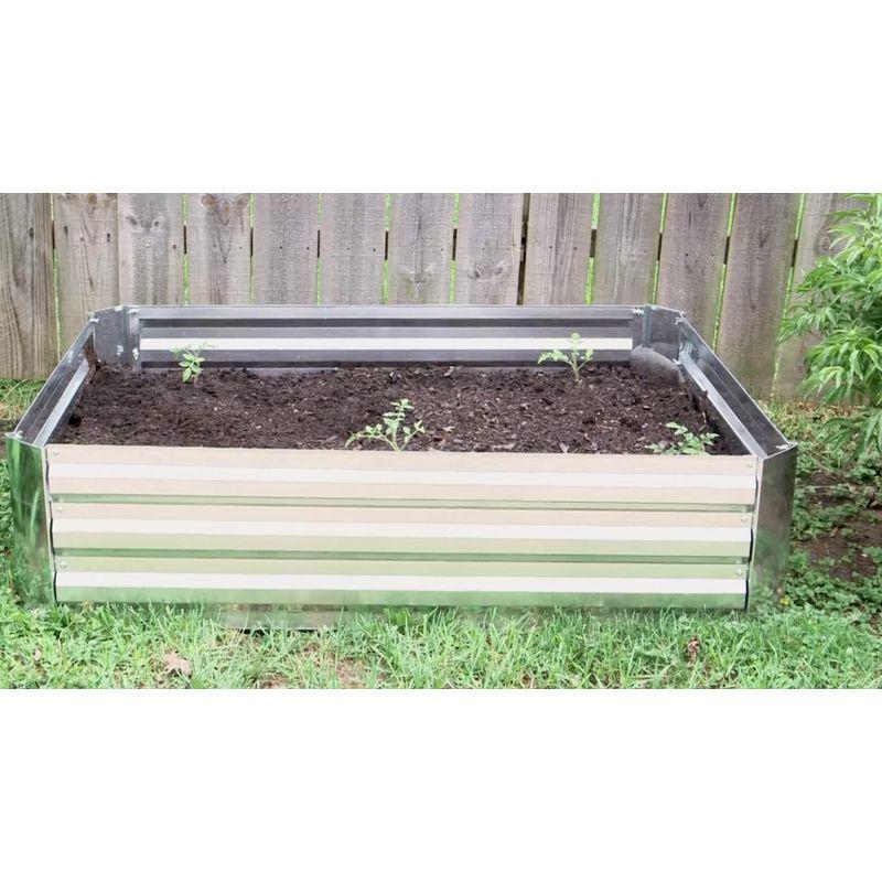 Sunnydaze Raised Hot Dip Galvanized Steel Garden Bed for Plants, Vegetables, and Flowers - 47" L x 11.75" H - Woodgrain