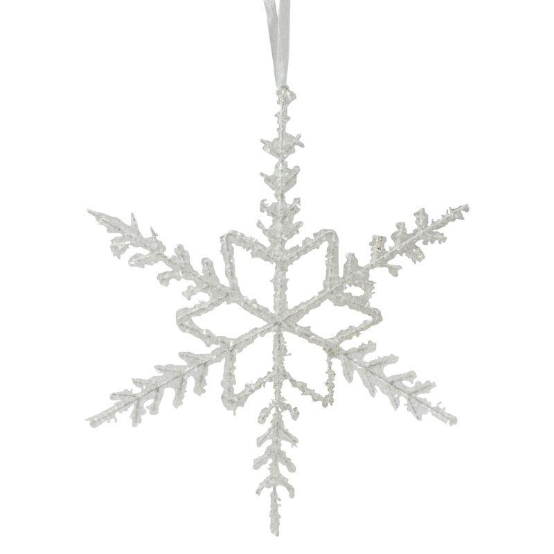 10" White Glittered Metal Snowflake Ornament