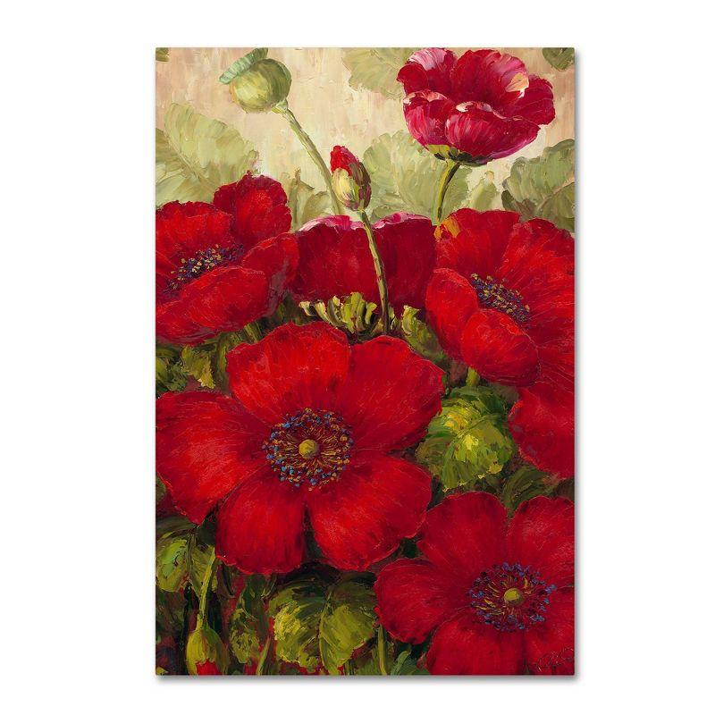 22" x 32" Red Poppies Canvas Art by Rio