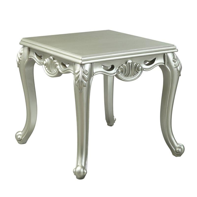 27" Qunsia Accent Table Champagne Finish - Acme Furniture: Wood Composite, Curved Legs, No Tools Assembly