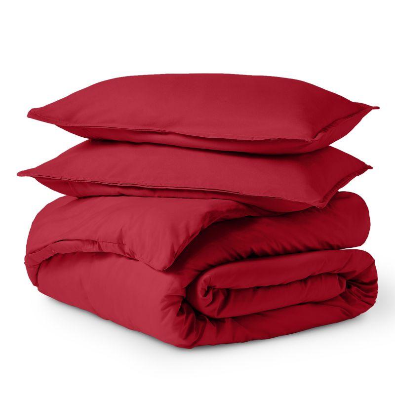 Full Red Double Brushed Duvet Set by Bare Home