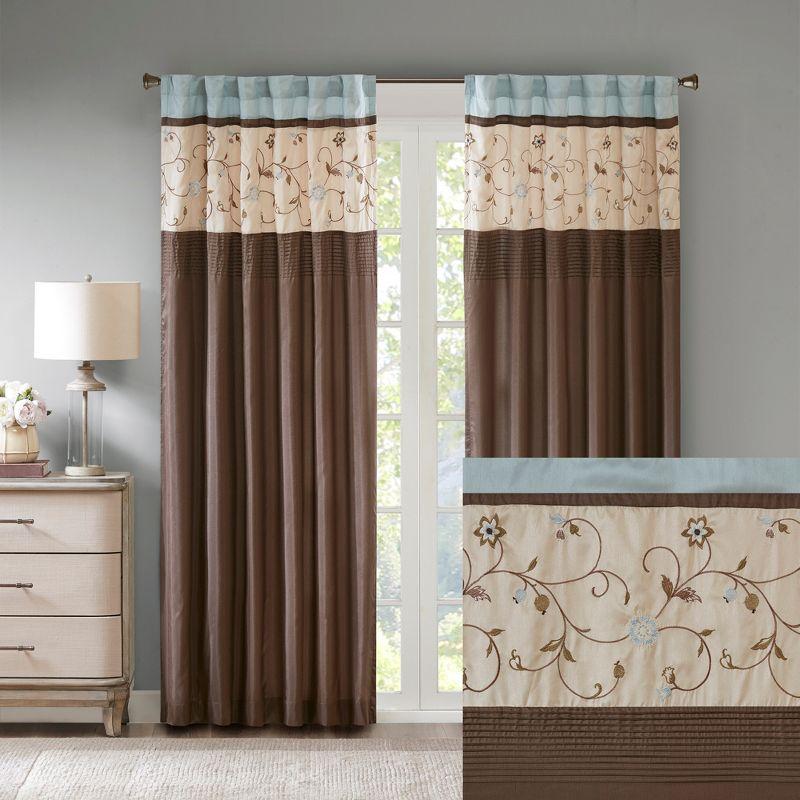 Madison Park Serene Embroidered Single Curtain Panel & Reviews | Wayfair