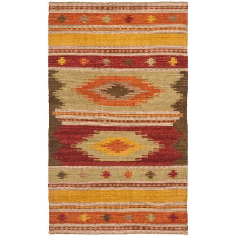 Kilim NVK176 Hand Woven Indoor Area Rug - Brown/Multi - 4'x6' - Safavieh