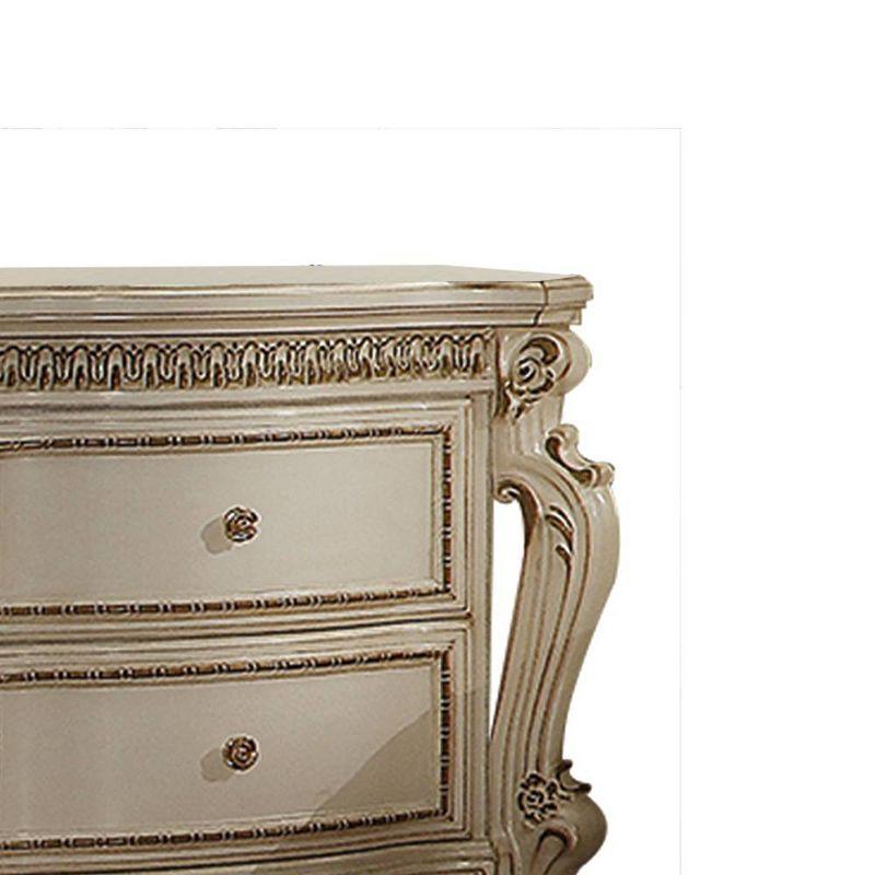 31" Picardy Nightstand Antique Pearl - Acme Furniture: French Provincial Style, 5 Drawers & 2 Doors