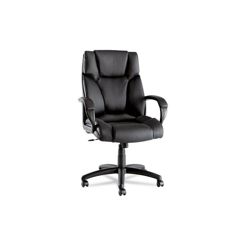 Elegance High-Back Black Leather Swivel Executive Chair with Plastic Arms