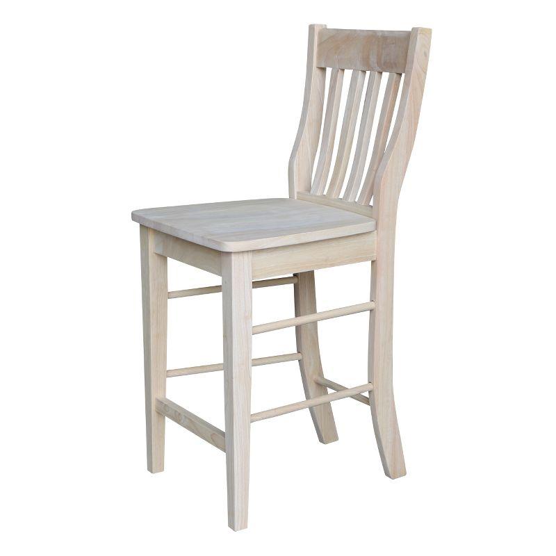 Traditional Unfinished Solid Parawood 24" Cafe Barstool