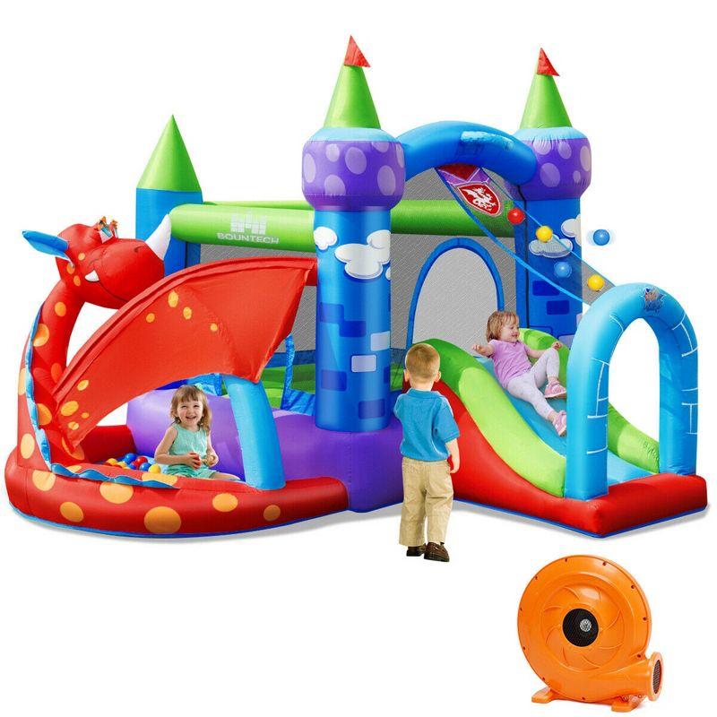 Colorful Dragon Inflatable Bounce House with Slide and Blower