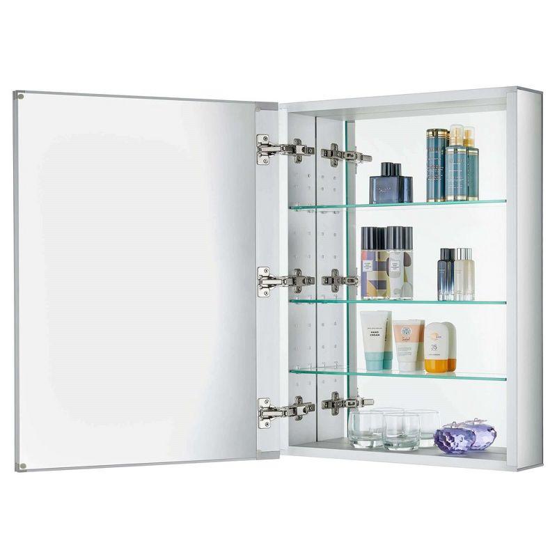 Bathroom Medicine Cabinet, Aluminum, Recessed/Surface Mount, Right/Left Hinged, Mirrored Interior - 24" x 30"