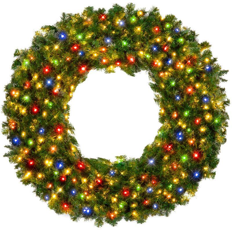 60-Inch Multicolor LED Pre-Lit Artificial Fir Christmas Wreath