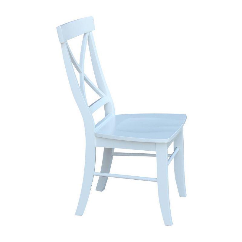 White High Cross Back Solid Wood Side Chair