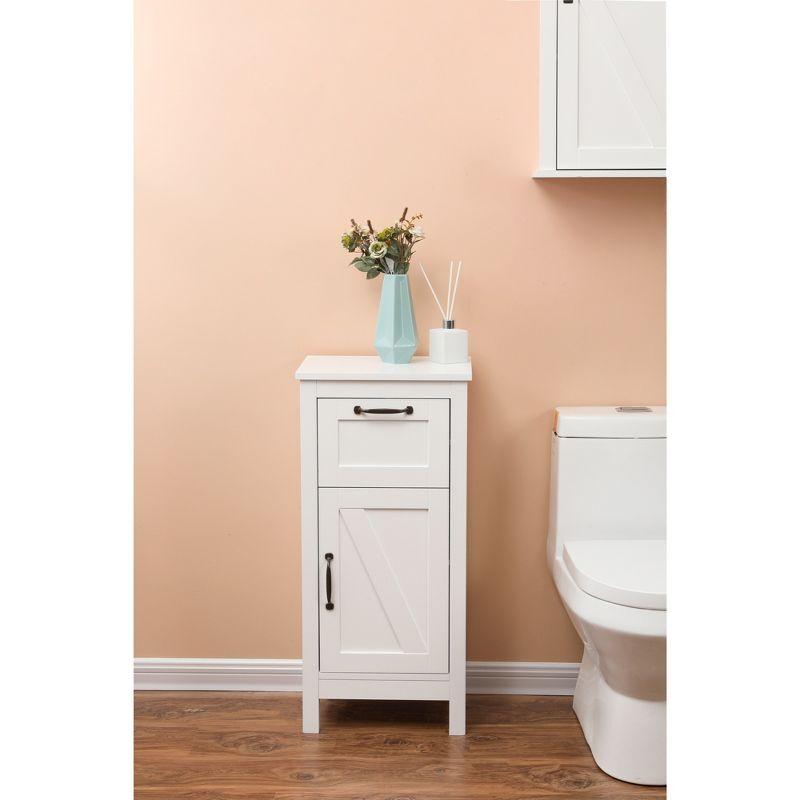 LuxenHome White MDF Wood 1-Door Bathroom Storage Cabinet