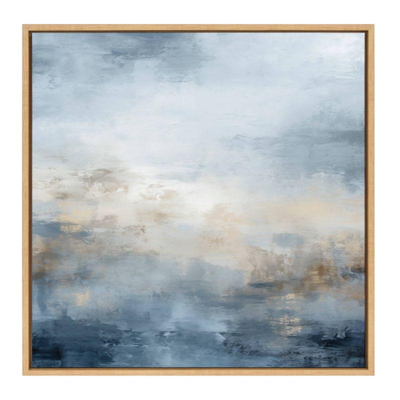 Kate & Laurel All Things Decor 30"x30" Tonal Abstract Blue Framed Canvas by The Creative Bunch Studio Natural