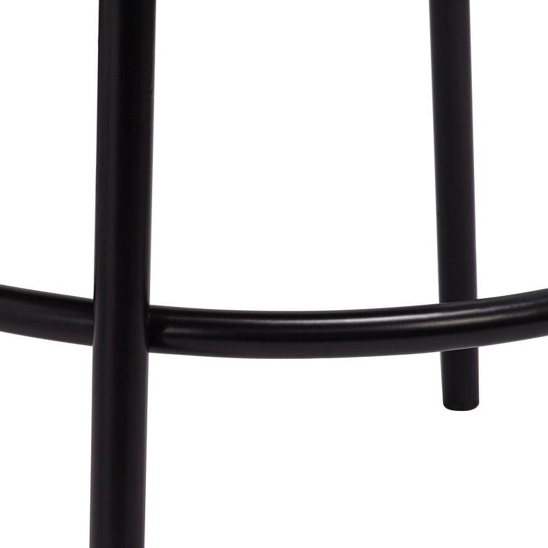 Elm Lane Larsen Black Swivel Bar Stool 26" High Mid Century Modern Faux Leather Cushion with Walnut Backrest Footrest for Kitchen Counter Height Home