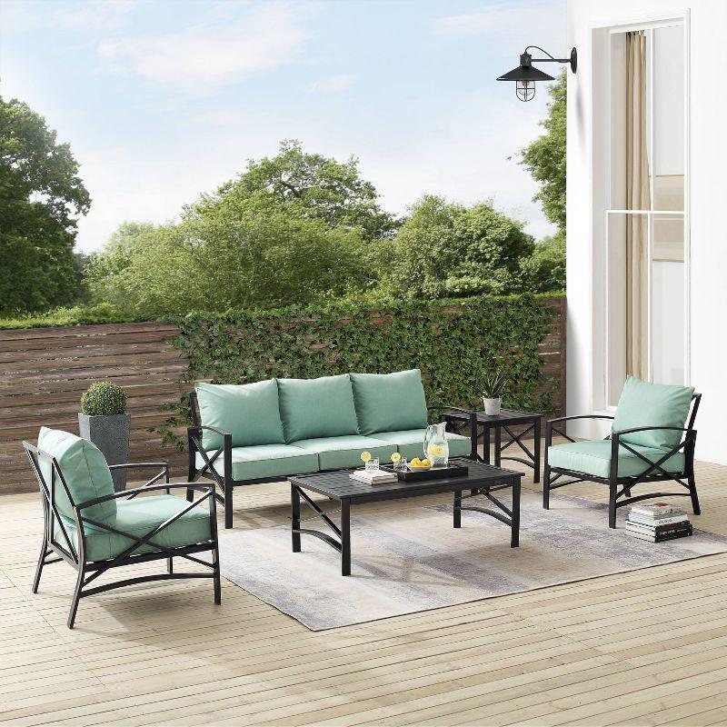 Kaplan 5pc Outdoor Sofa Set - Mist - Crosley: Steel Frame, Patio Lounge Furniture with Cushions