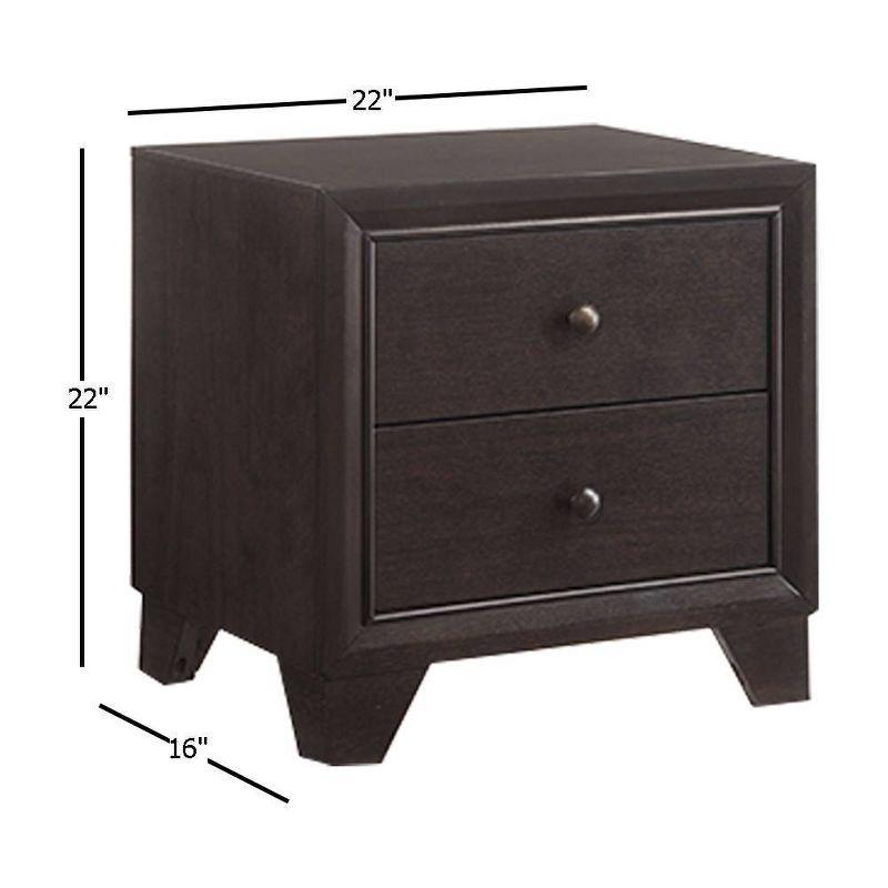 22" Madison Nightstand Espresso - Acme Furniture: 2 Drawer Bedroom Side Table, Wood Veneer, No Assembly Required