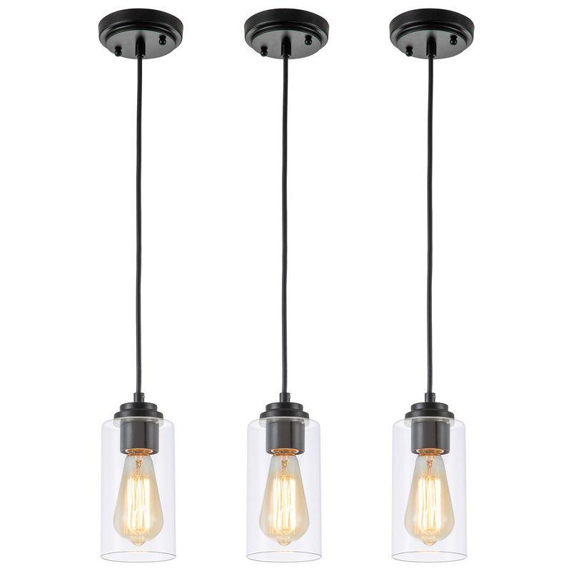 Black and Nickel Mini Pendant Light with Clear Glass Shade