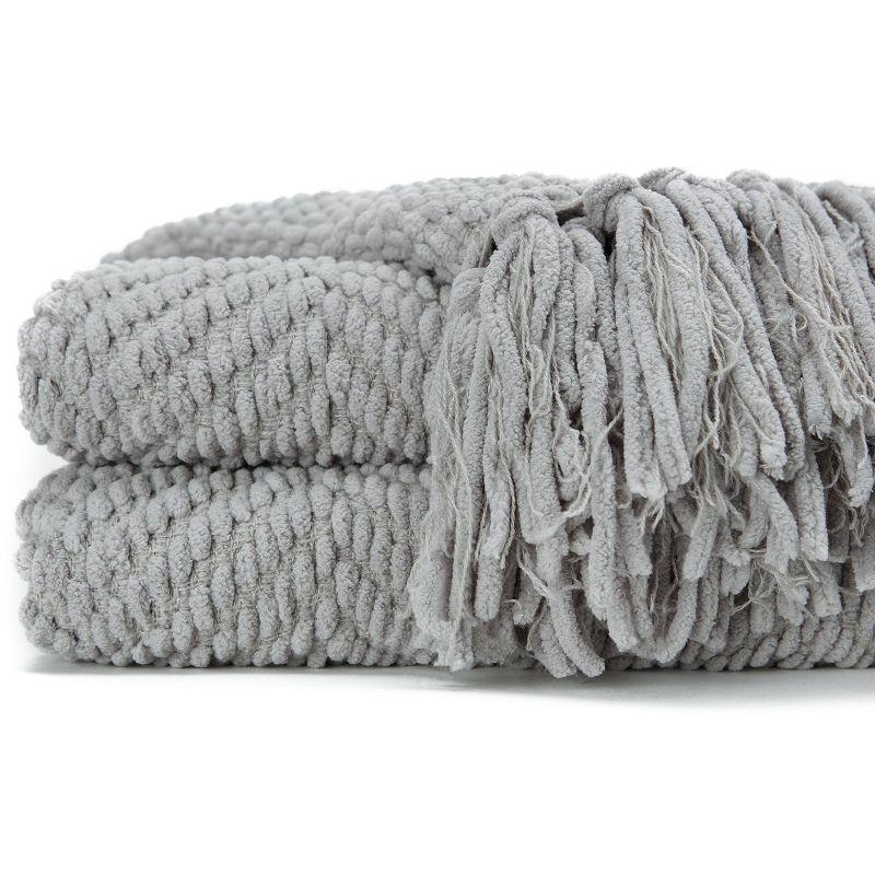 Chanasya Textured Knit Throw Blanket with Tassels