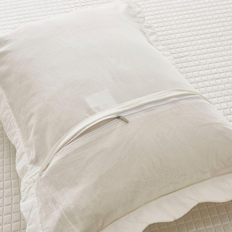Marcielo 2Pcs 100% Cotton Embroidered Quilted Pillow Shams Navy Blue King