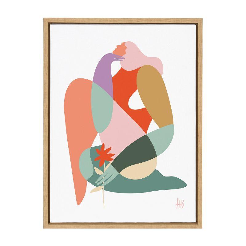 Abstract Body Positivity Canvas Art with Natural Frame