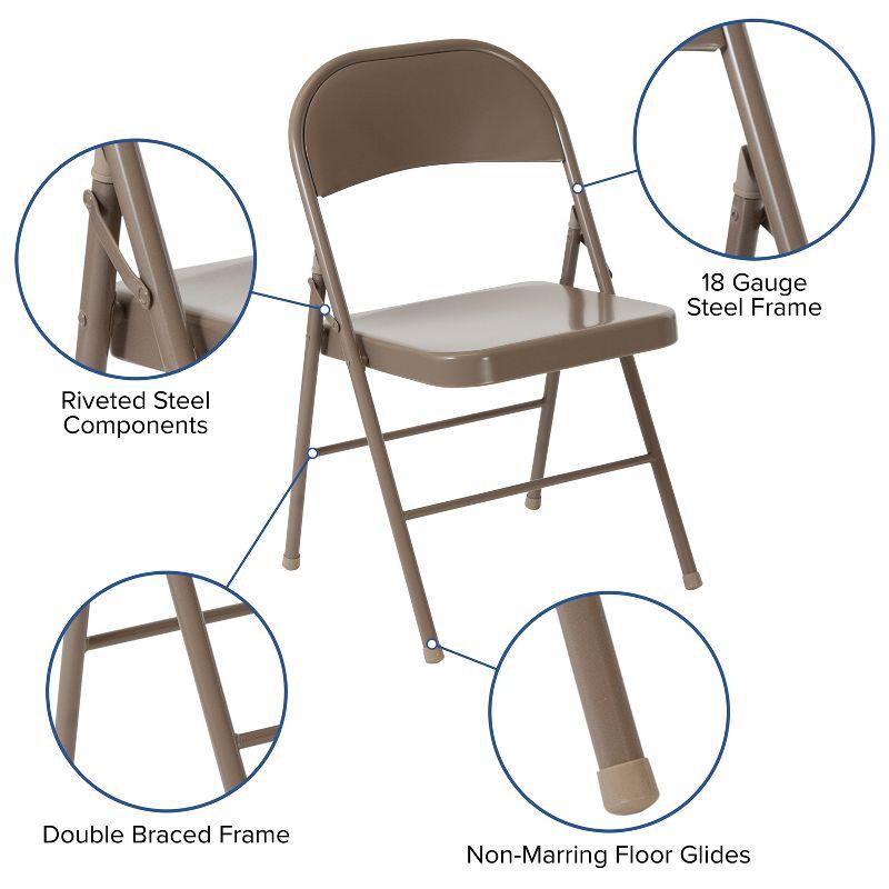 Beige Metal Foldable Reception Chair, 39" Length