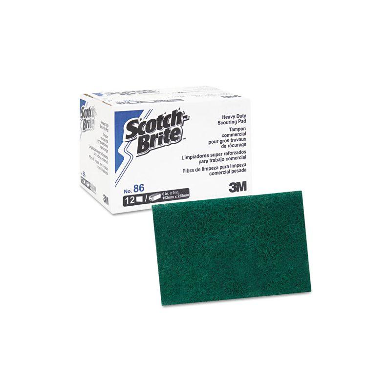 Scotch-Brite PROFESSIONAL Heavy-Duty Scouring Pad 86, 6 x 9, Green, Dozen