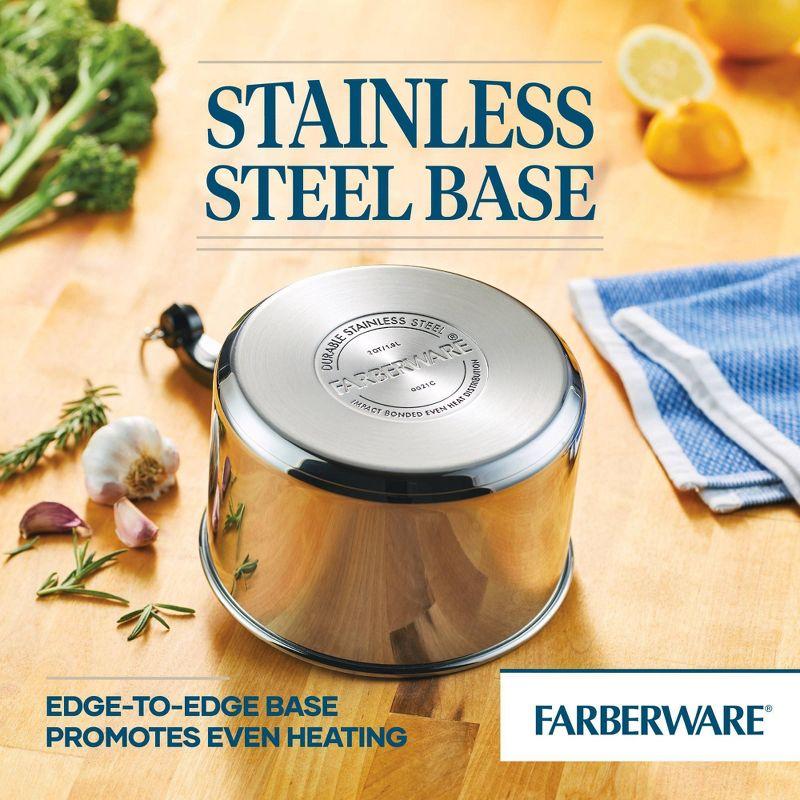 Farberware Classic Series 2qt Stainless Steel Double Boiler and Saucepan with Lid Silver: Dishwasher-Safe Cookware