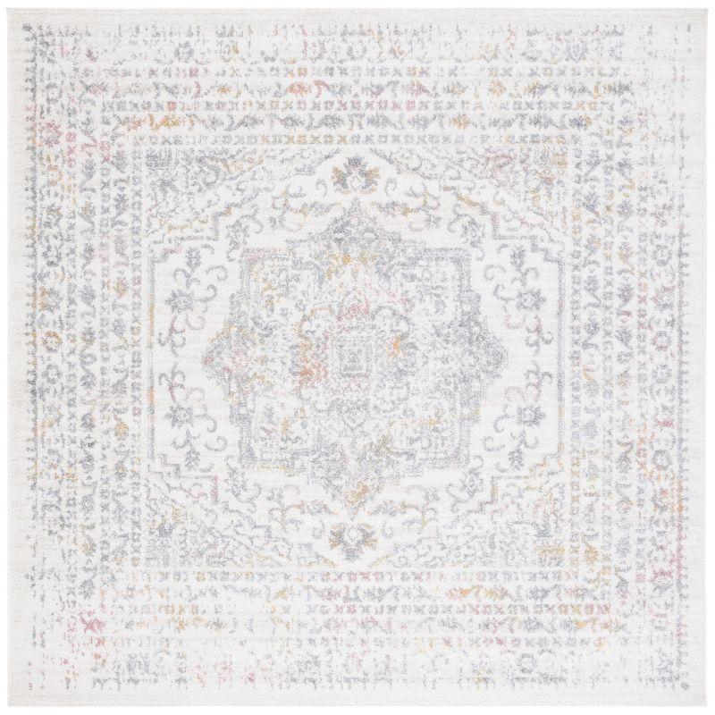 Layla LAY103 Power Loomed Area Rug - Ivory Grey/Pink - 6'7"x6'7" - Safavieh