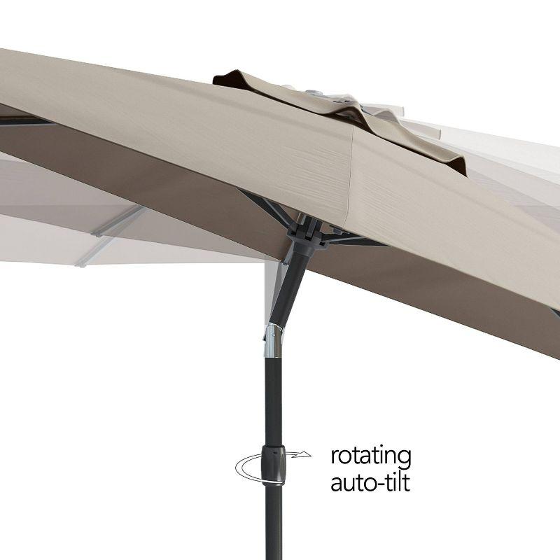 10' x 10' Tilting Market Patio Umbrella Sand Gray - CorLiving: UV & Weather-Resistant, Steel Frame, Crank Lift