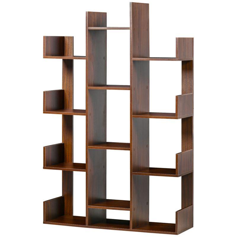 HOMCOM Tree Bookshelf, Modern Freestanding Bookcase with 13 Open Shelves, Display Unit for Living Room, Study, or Office