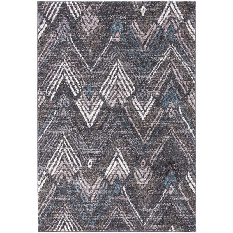 Gray Synthetic 95" Easy-Care Hand-Knotted Area Rug