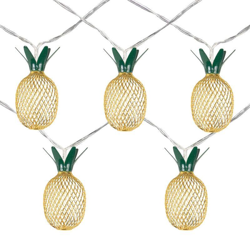 Northlight Seasonal 10 B/O LED Warm White Gold Pineapple Mini Lights - 3' Clear Wire