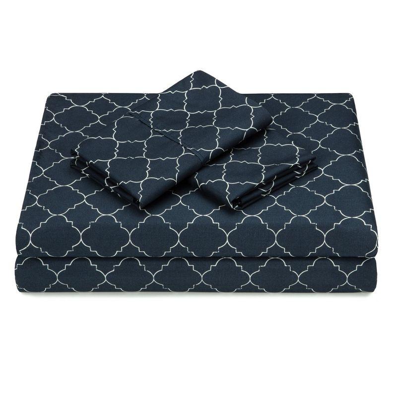 Chanasya Quatrefoil Geometric Print Microfiber Sheet Set