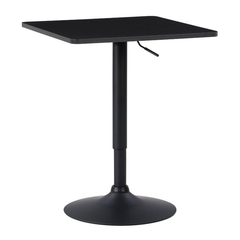 Black Adjustable Height Square Wood Bar Table