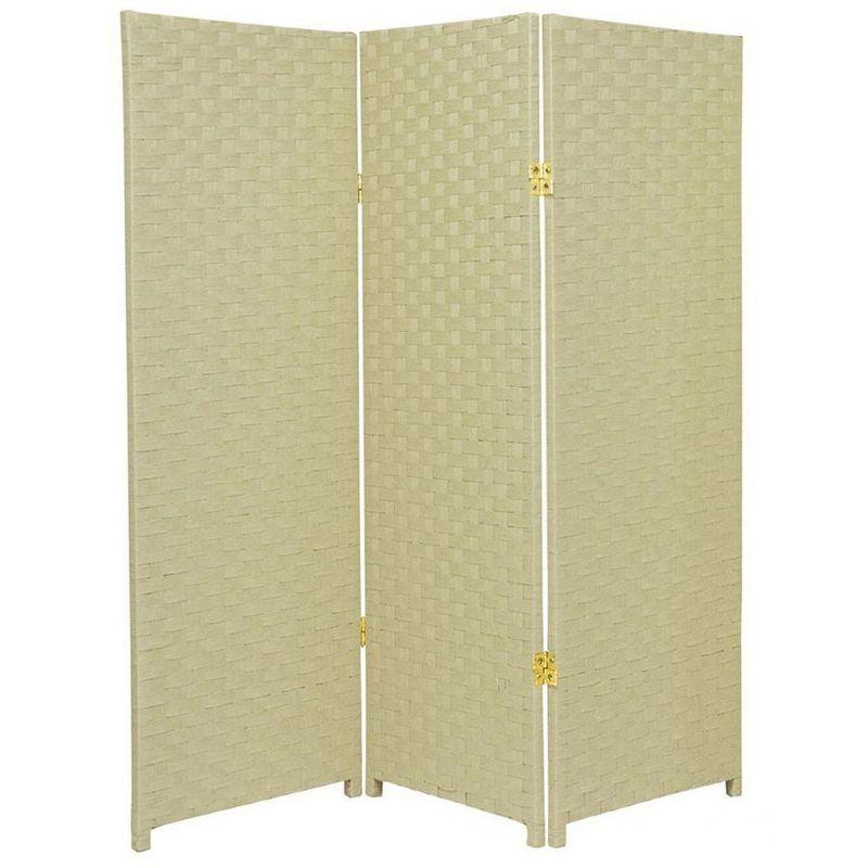 Legacy Decor 3 Panel Bamboo Woven Panel Room Divider Privacy Partition Screen Off-White Color