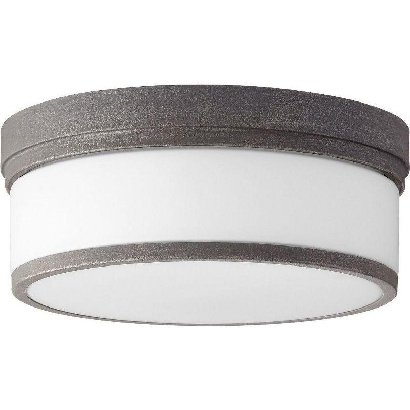 Quorum Lighting Celeste Glass Flush Mount - 3 Lights, Zinc Finish, 14 Width, 5.5 Height