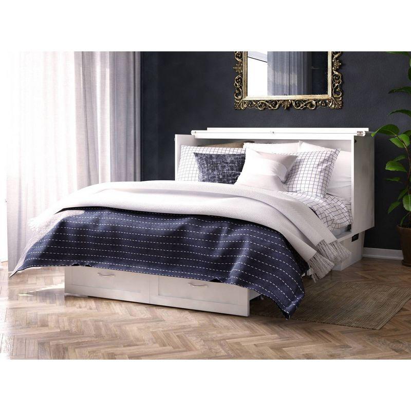 Queen Monroe Murphy Bed Chest with Memory Foam Mattress & USB Charger - AFI