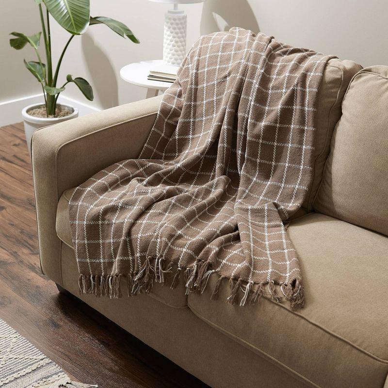 50"x60" Checked Plaid Throw Blanket Brown - Design Imports