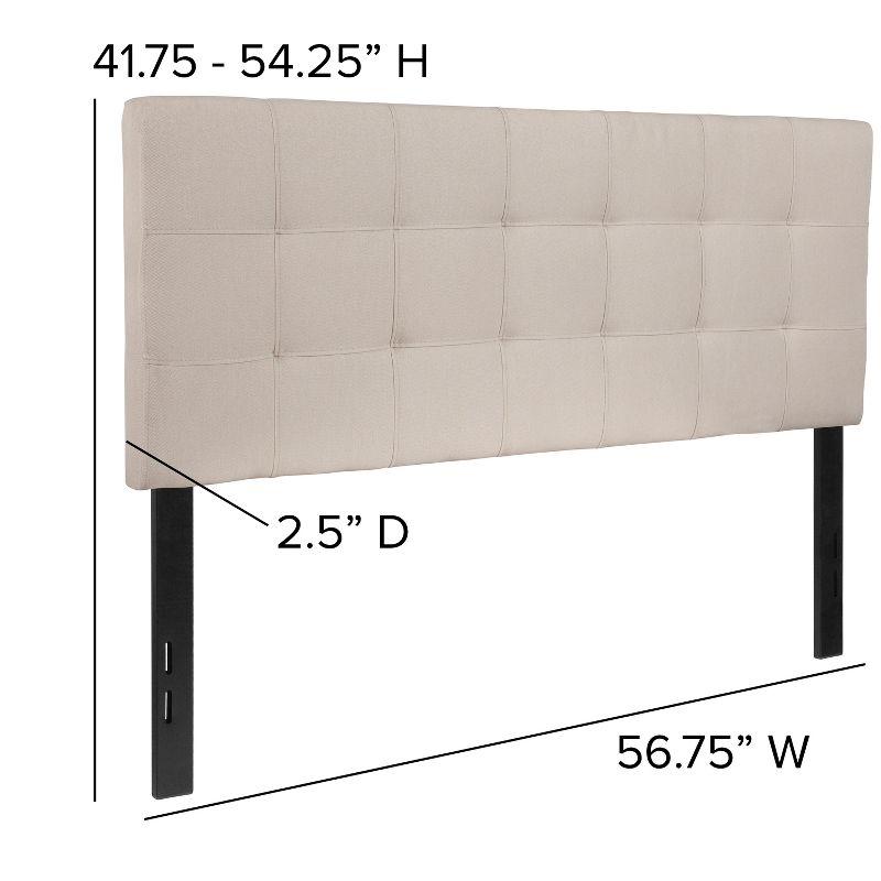 Beige Fabric Tufted Full Headboard with Diamond Stitch Design